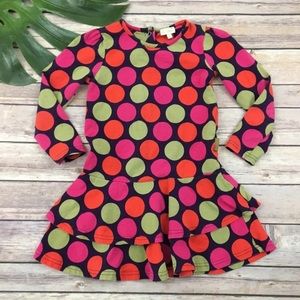 Le Top Girls Long Sleeve Polka Dot Ruffle Dress
